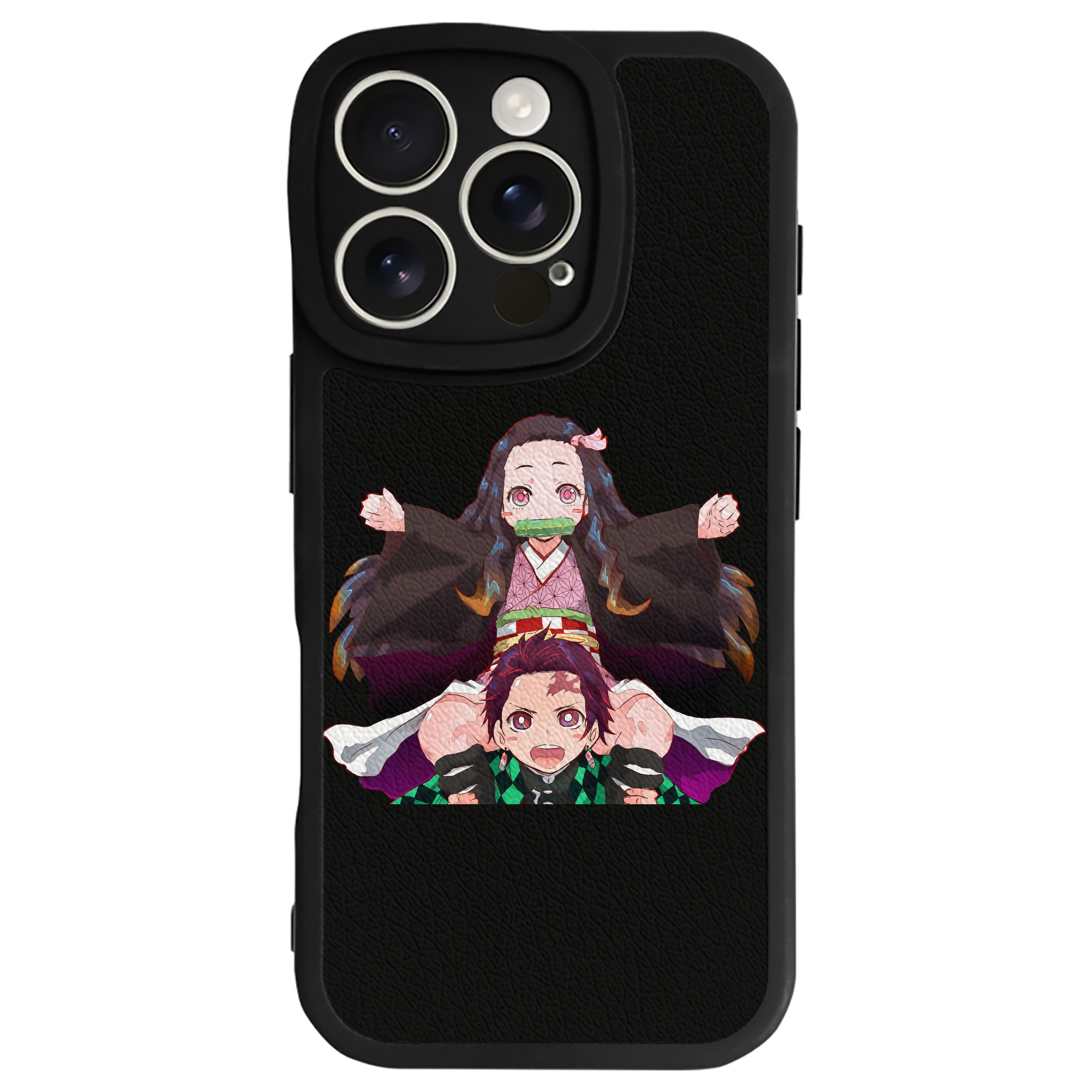 （画像用） 鬼滅の刃（きめつのやいば）竈門 禰󠄀豆子／かまど ねずこ Kamado Nezuko 【iPhone 16シリーズ対応】シリコンスマホケース（レザー調） 材質：シリコン